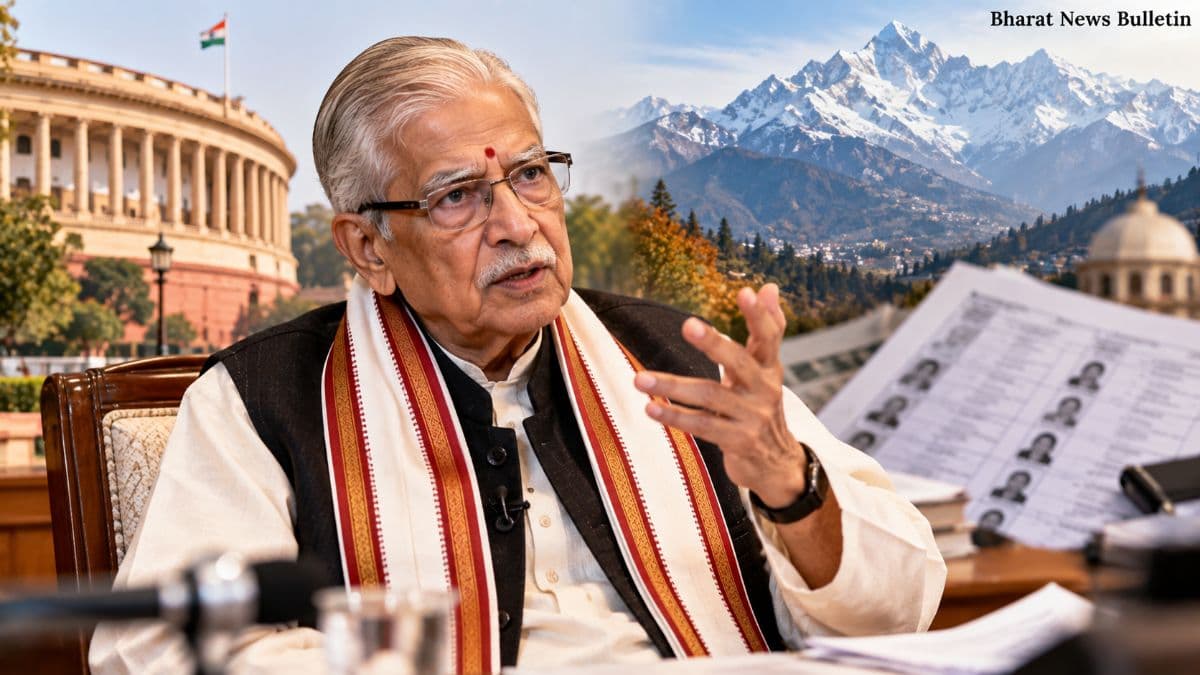 Murli Manohar Joshi represented in an editorial image about democracy, public trust and India's current political issues.