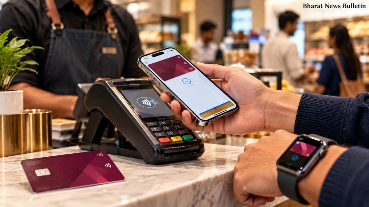 Apple Pay and iPhone represented in an editorial image about the service's launch in India.