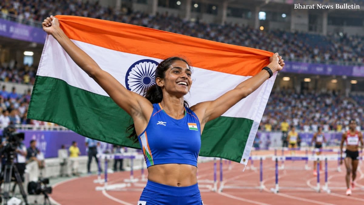 Vithya Ramraj celebrates after winning Asian Games bronze
