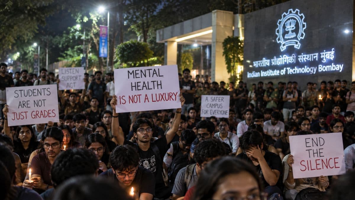 IIT Bombay campus following student protests after the death of a second-year student